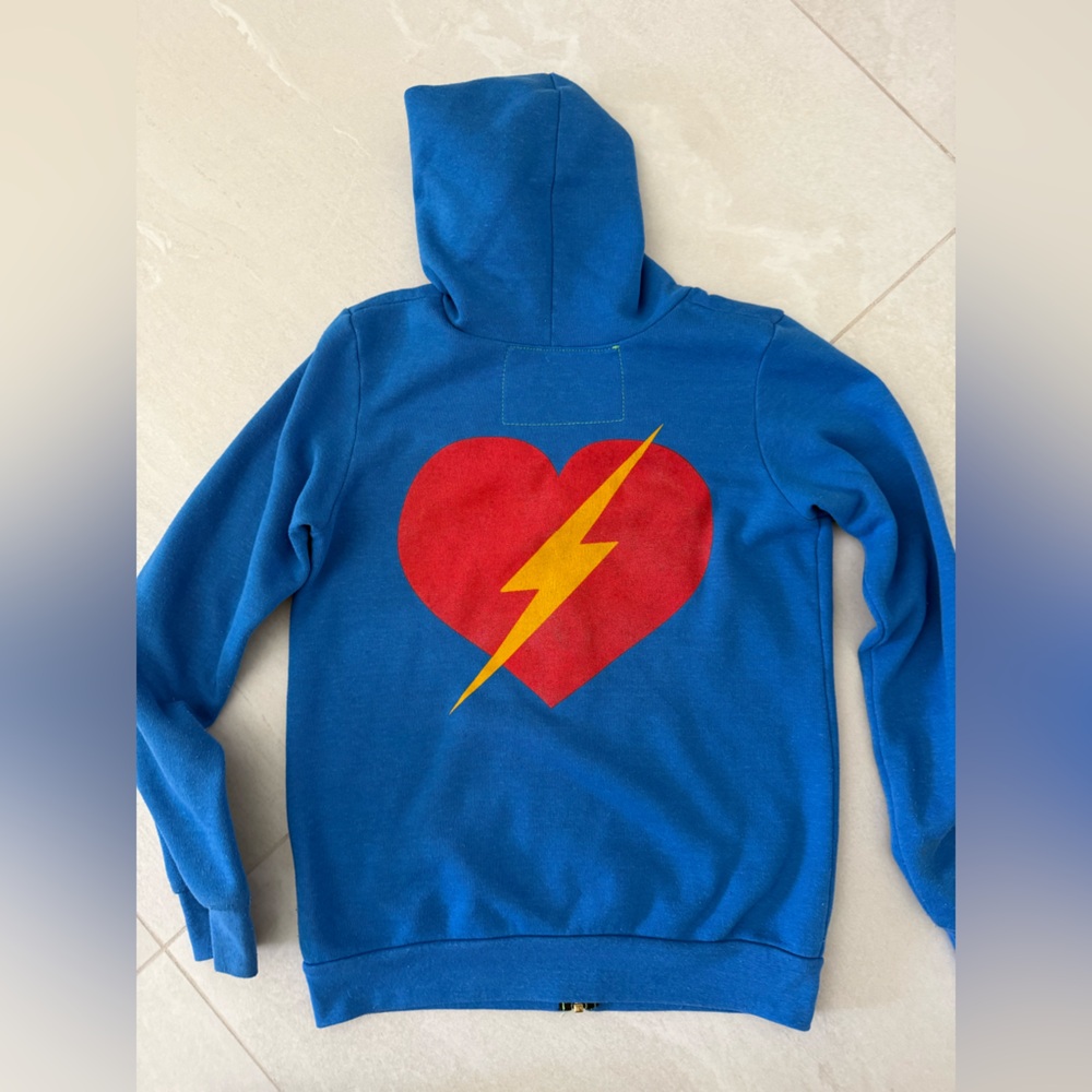 Aviator Nation Blue Hoodie with Red and Yellow Accents